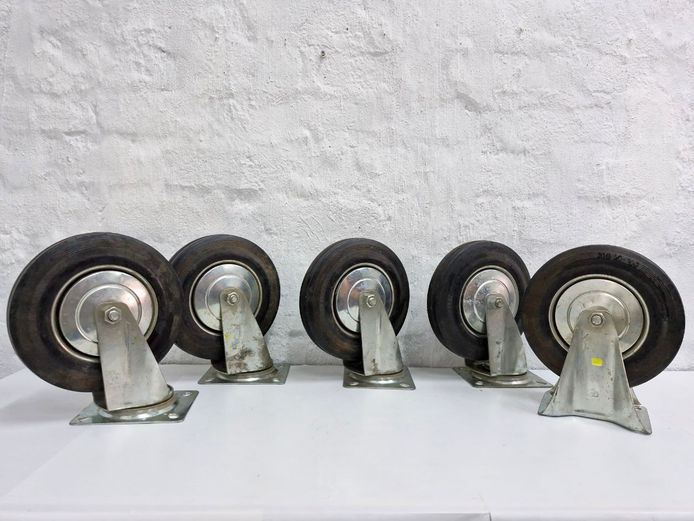 Set of 5 Heavy-Duty Industrial Caster Wheels