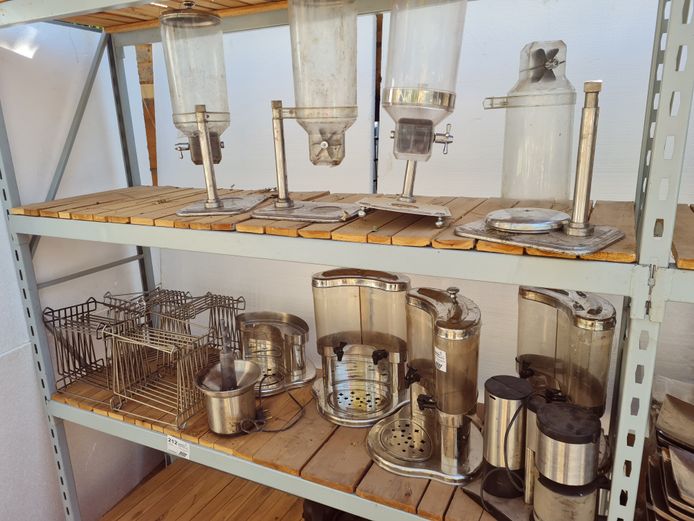 LOT JUICE AND CEREAL DISPENSERS AND S/STEEL RACKS