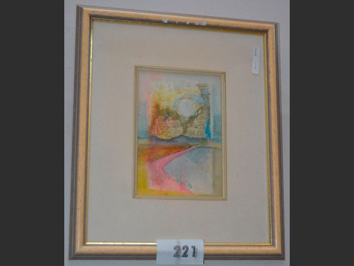 FRAMED & SIGNED PAINTING "SUNSET", 19 x 13cm
