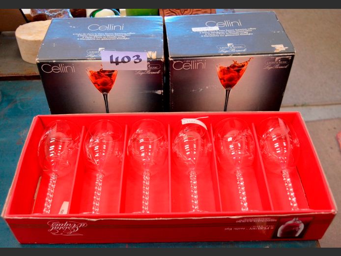 SET OF 12 CELLINI SHERRY GLASSES & SET OF 6 WINE GLASSES