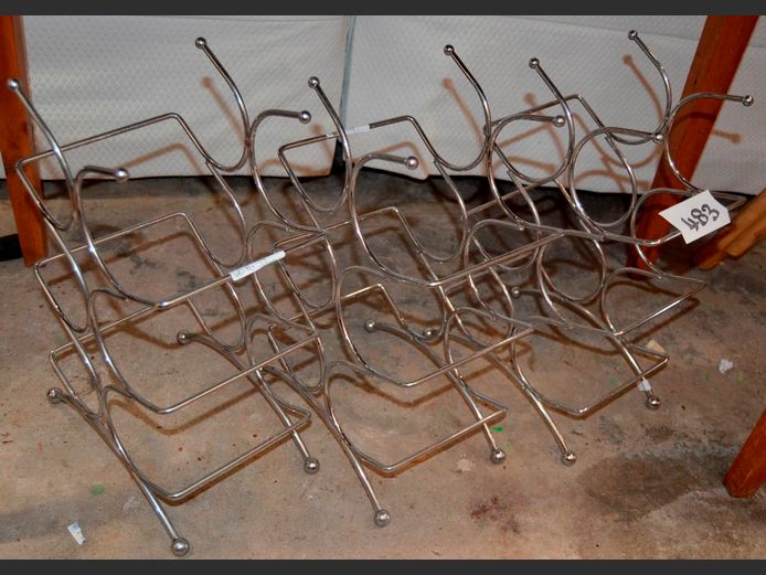 LOT OF 3: CHROME WINE RACKS