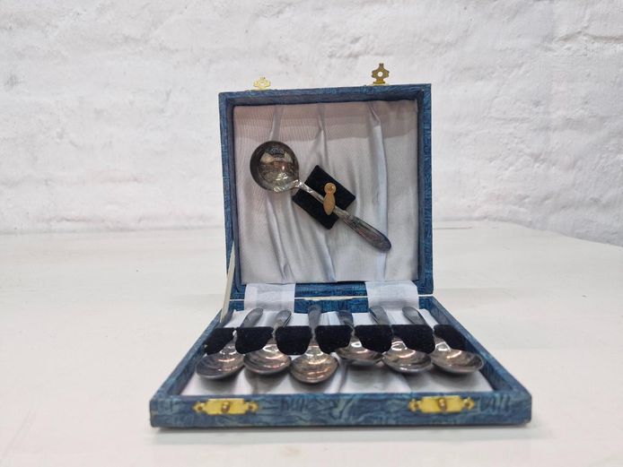 Vintage Cased Floral English Silver-Plated Spoon Set