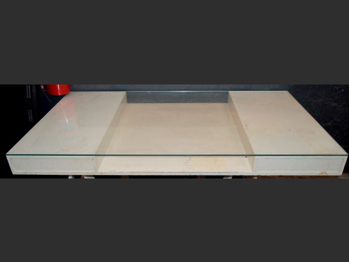 WHITE 2-DRAWER DESK TOP WITH GLASS TOP, 180 x 90cm
