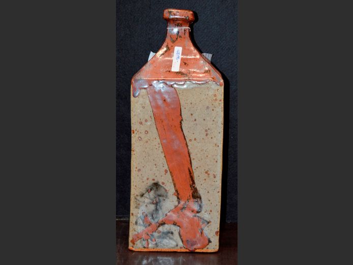 HAND CRAFTED GLAZED POTTERY VASE, 37cm High