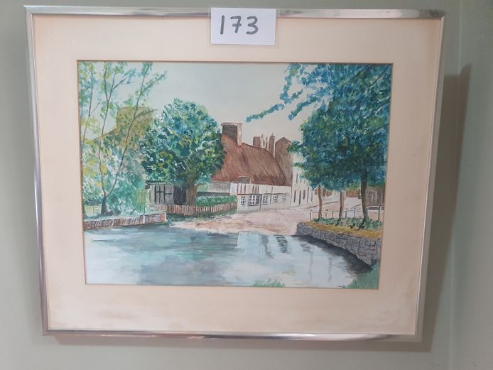 FRAMED WATERCOLOUR "FARM HOUSE", 35 x 26cm