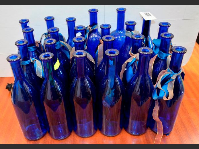 COLLECTION BLUE GLASS BOTTLES
