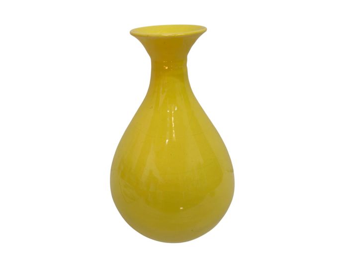 Vintage Imperial Yellow Monochrome Teardrop Ceramic Vase