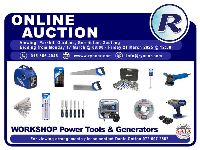Workshop Power Tools & Generators – Online Auction