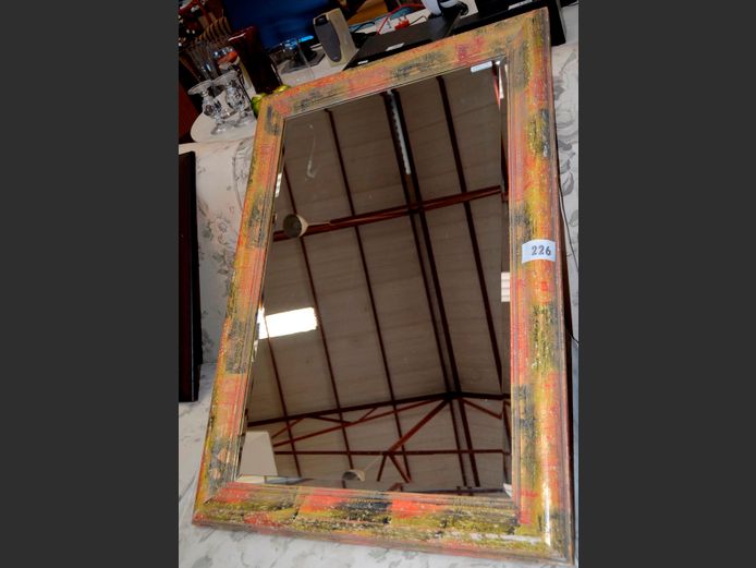 DISTRESSED FRAMED & BEVELLED MIRROR, 106 x 76cm
