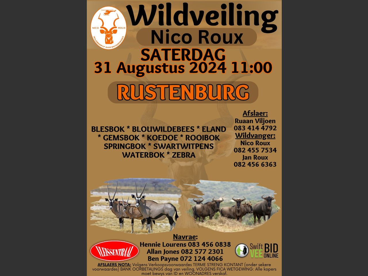 NICO ROUX WILDVEILING | SwiftVEE | South Africa’s Leading Online ...