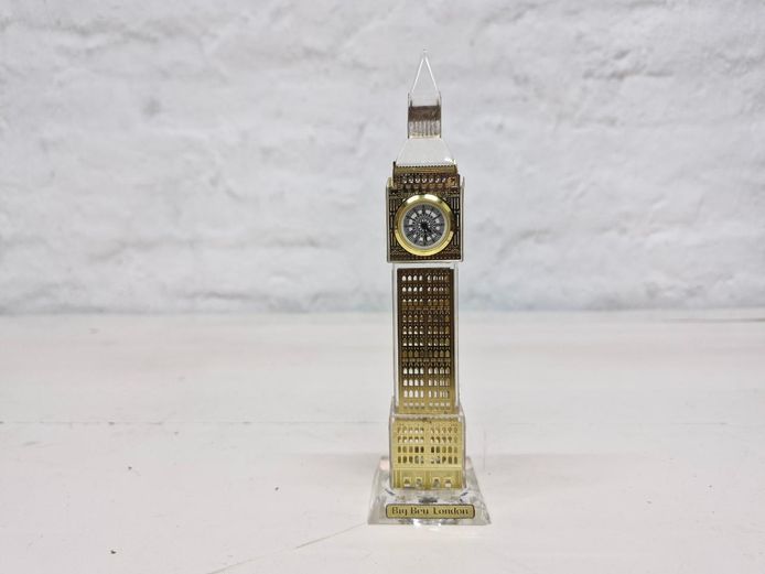 Miniature Glass & Gold Toned Big Ben London Souvenir Tower