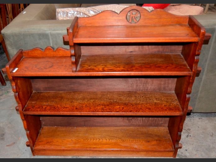 STAINED OAK 4-TIER BOOKSHELF, 110 x 23 x 97cm