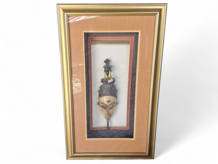 Antique Traditional African Guro Carved Mask in Display Box