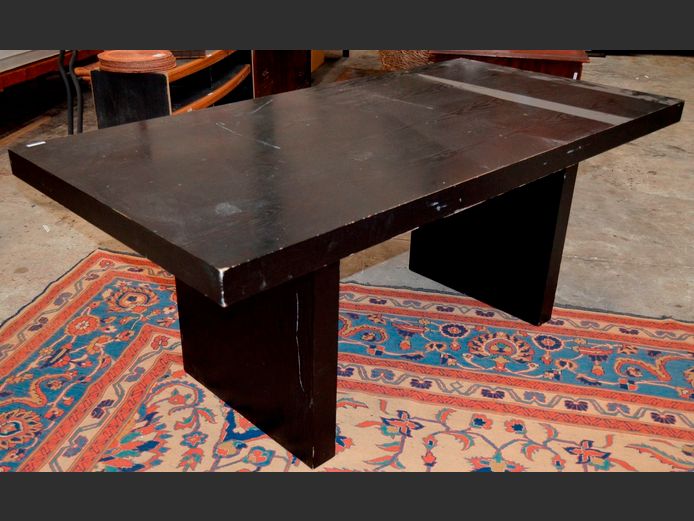 BLACK 6-SEATER DINING TABLE, 180 x 90 x 76cm [Some scratches]