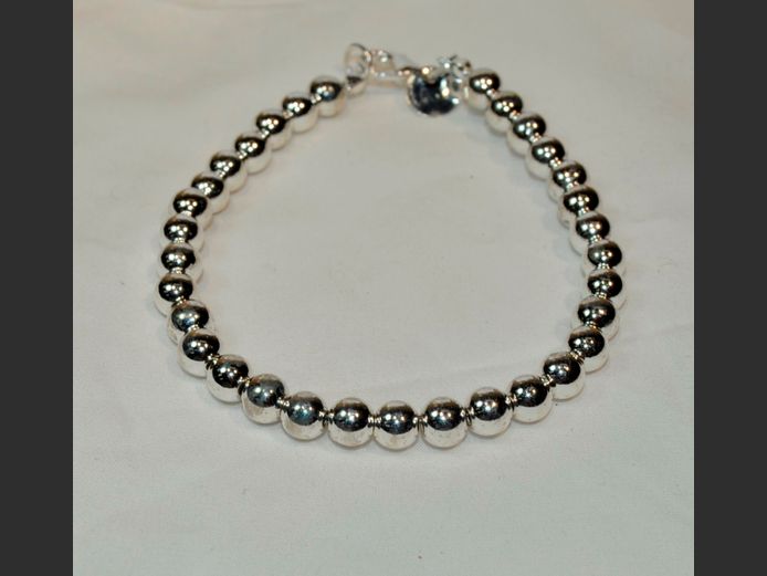 STERLING SILVER BEADED BRACELET
