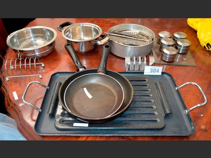 NON-STICK RECTANGULAR SKILLET, FRYING PANS, STAINLESS STEEL MIXING BOWL, etc