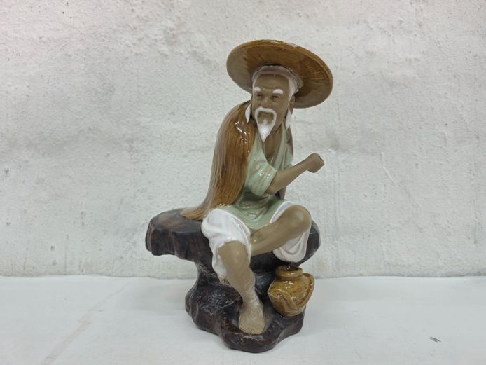 Chinese Shiwan Mudman Fisherman Ceramic Figurine