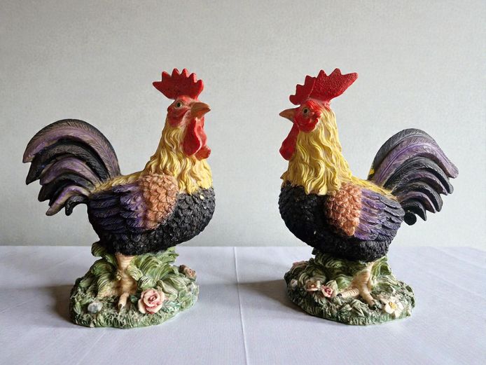 Vintage Resin Rooster Figurines