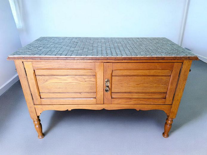 Antique Oak Washstand with Tiled Top
