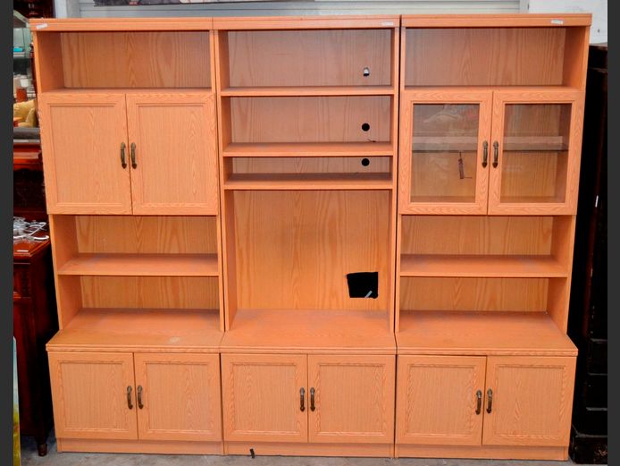 OAK FOIL 3-PIECE WALL UNIT, 227 x 46 x 190cm
