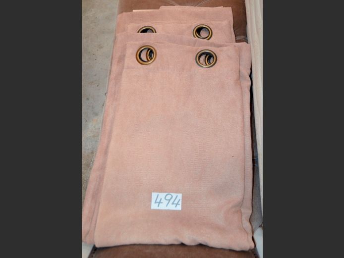 PAIR LIGHT BROWN EYELET CURTAINS