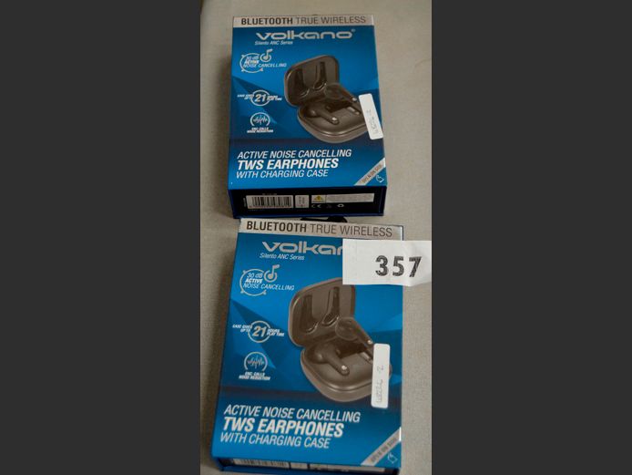 LOT: 2 x VOLKANO SILENTO SERIES BLUETOOTH EARPHONES [Untested]