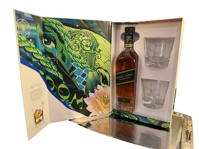 Johnnie Walker Green Label 15 Year – Limited Edition Gift Set (with 2 Glasses)
