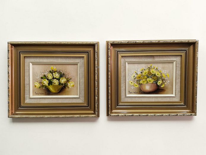 Celia Walsh-Diehl: Pair of Floral Still Life Oils