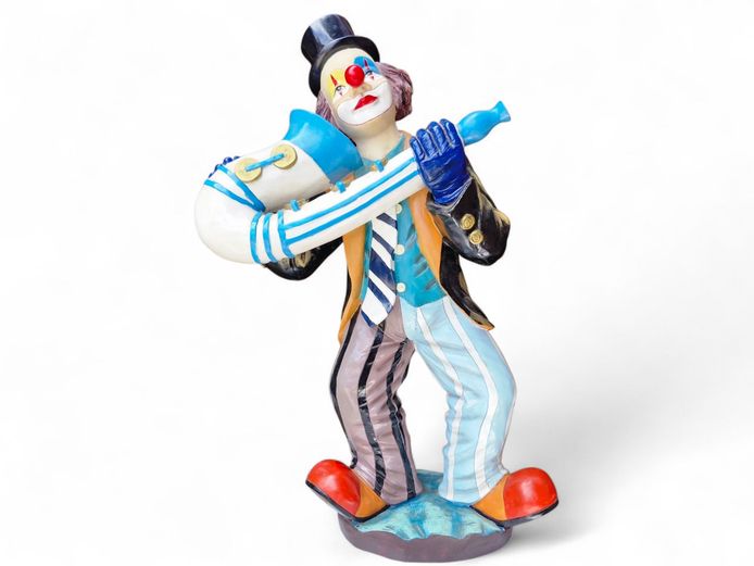 Large Resin Clown Figurine Playing Saxophone
