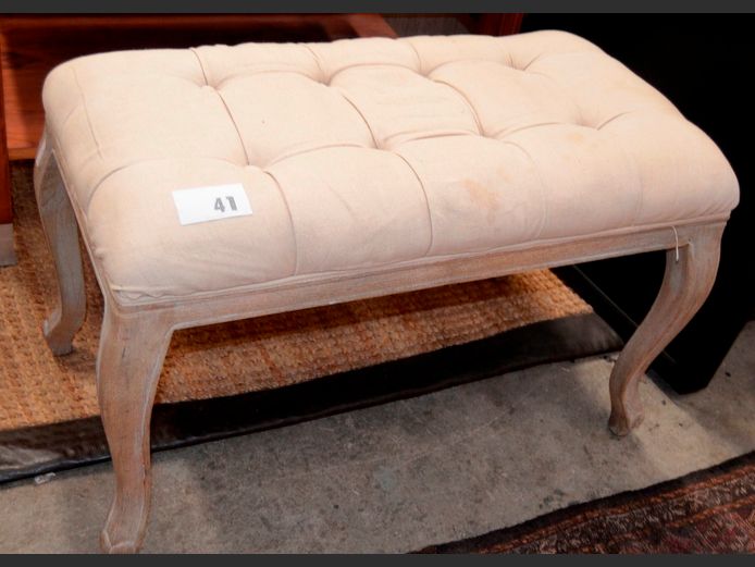 CORICRAFT UPHOLSTERED STOOL, 80 x 40 x 48cm [Stained] [#: 421372804]