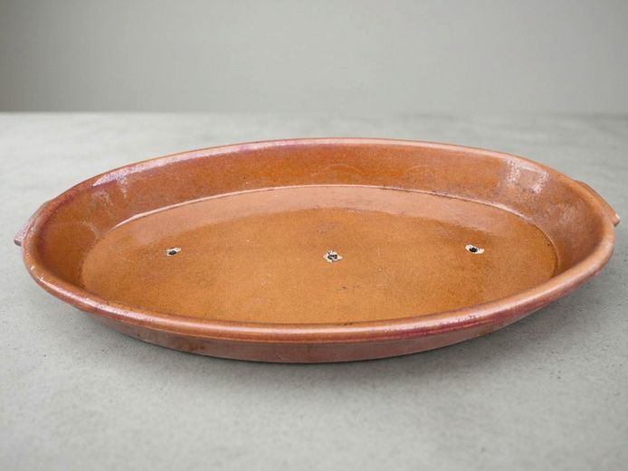 Large Oval Glazed Terracotta Planter / Bonsai Tray