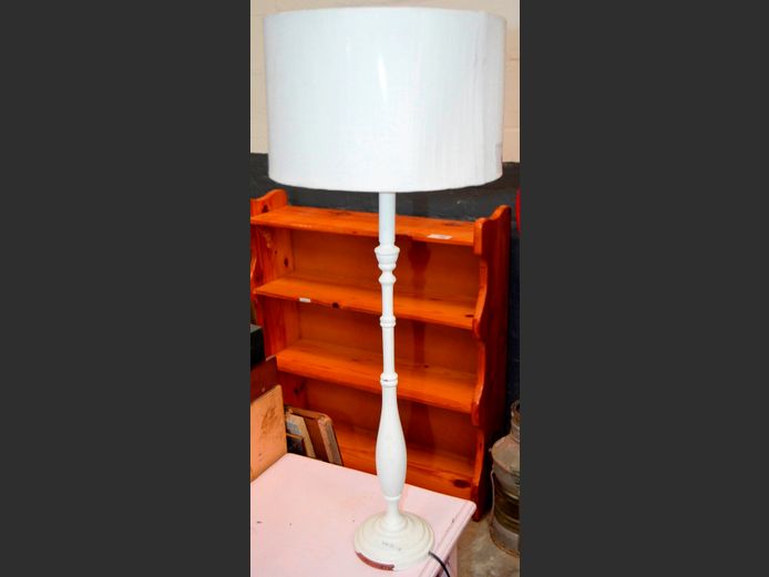 WHITE PAINTED TABLE LAMP WITH SHADE, 79cm High