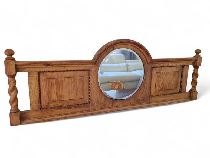 Antique Oak Tudor-Style Overmantel Mirror 
