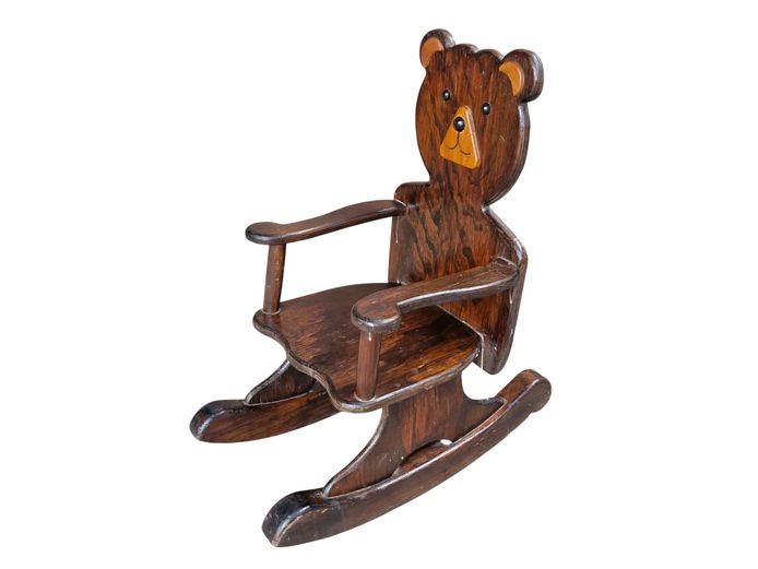 Vintage Wooden Teddy Bear Children's Rocking Chair