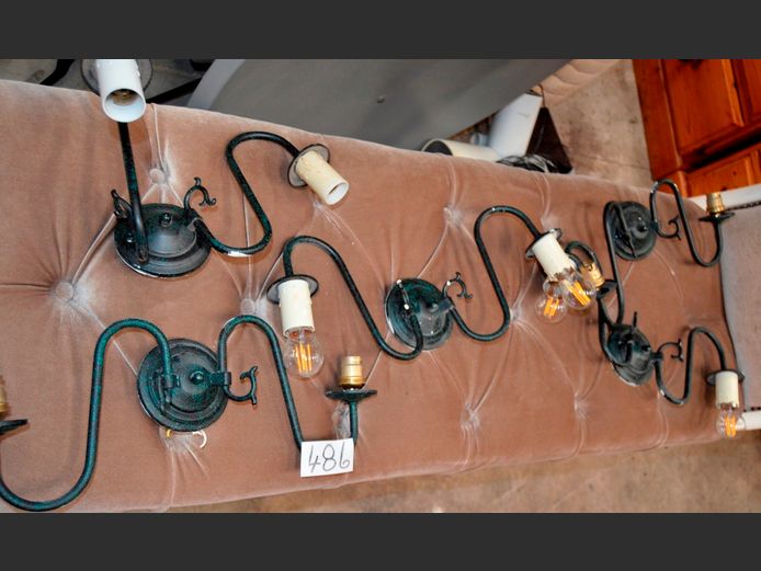 LOT OF 5: GREEN METAL WALL LIGHTS