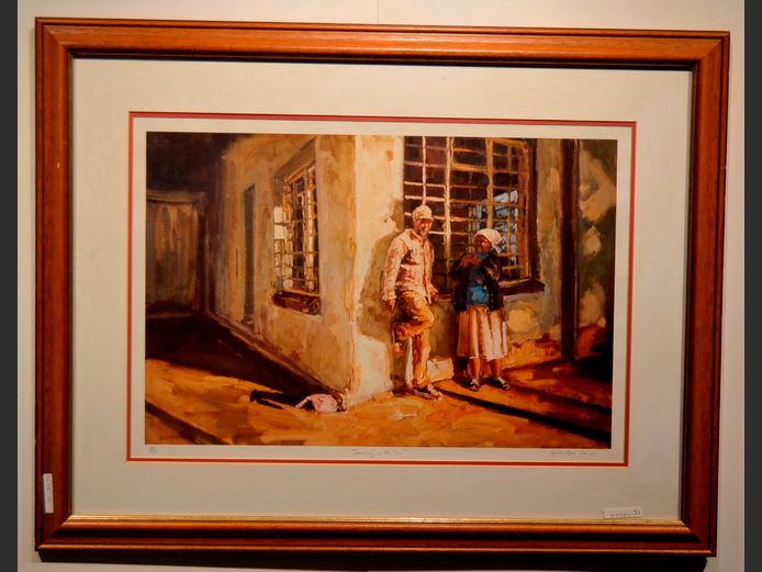 FRAMED PRINT TITLED "STANDING IN THE SUN", PENCIL SIGNED LYNNE MARIE EATWELL & NUMBERED 40/500, 55.6 x 36.8cm