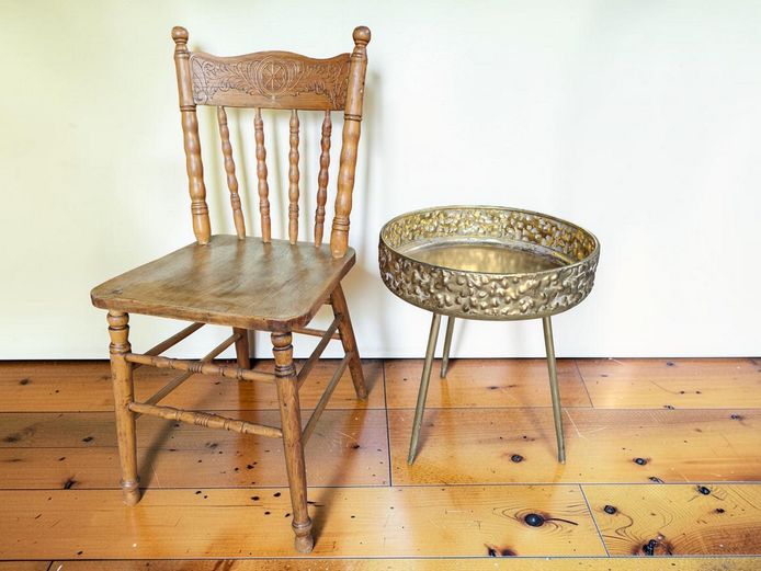 Hammered Gold-Tone Metal Tray Table