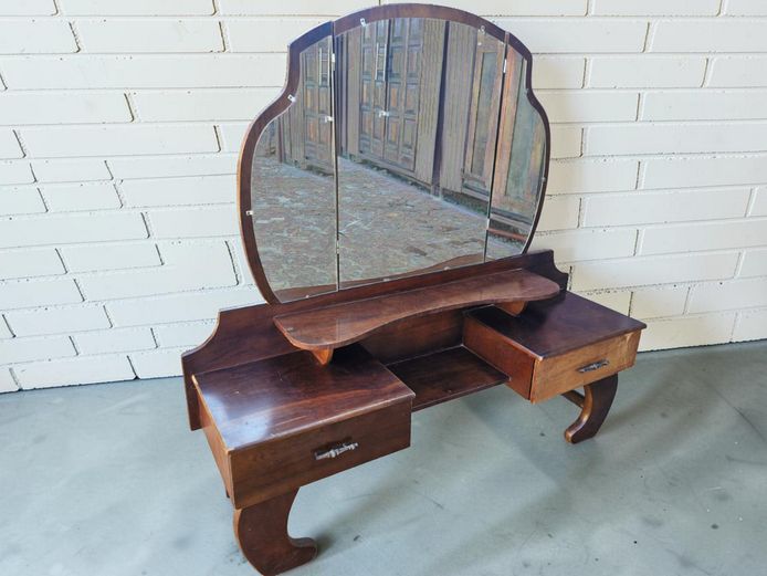 Vintage Art Deco-Inspired Tri-Mirror Dressing Table