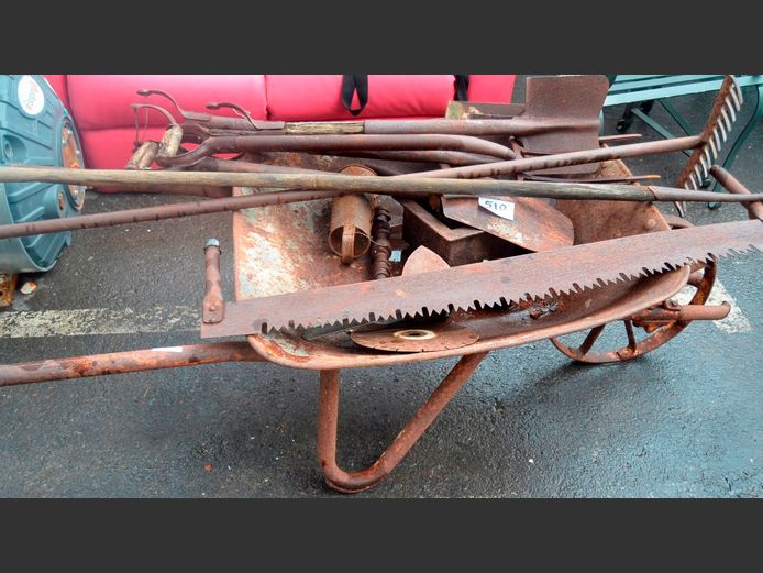 WHEELBARROW & GARDEN TOOLS [Rusty]