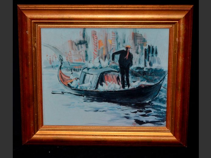 GILT FRAMED PRINT "GONDOLA", 35.5 x 29cm