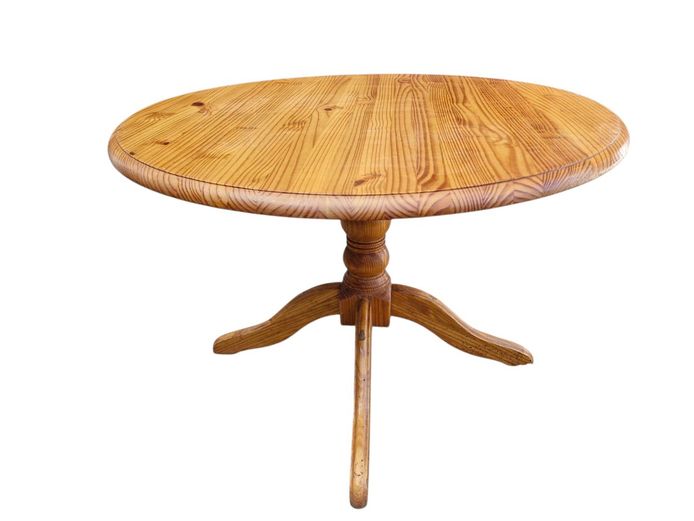 Vintage Round Pine Tripod Table
