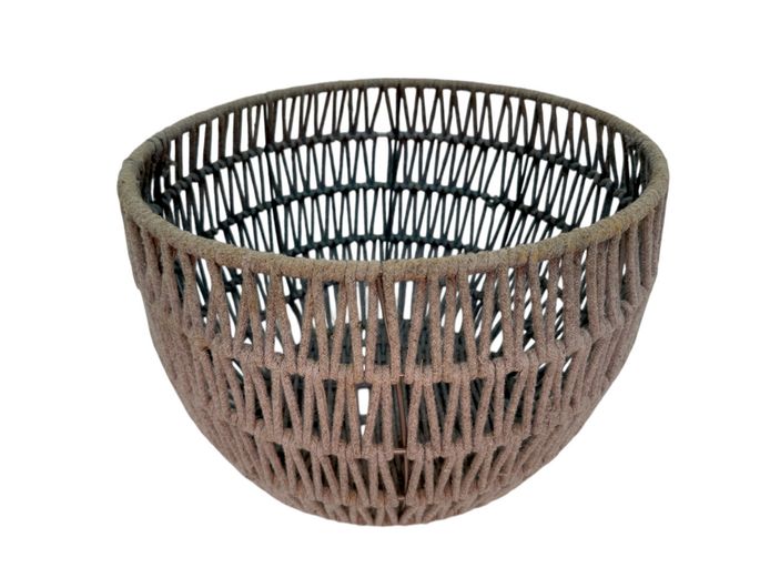 Contemporary Geometric Woven Cord & Textile Storage Vessel
