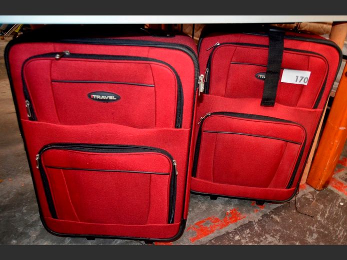 PAIR RED SUITCASES