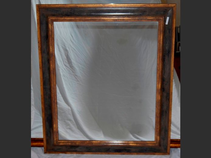 GILT & GREY FRAMED MIRROR, 104 x 88cm