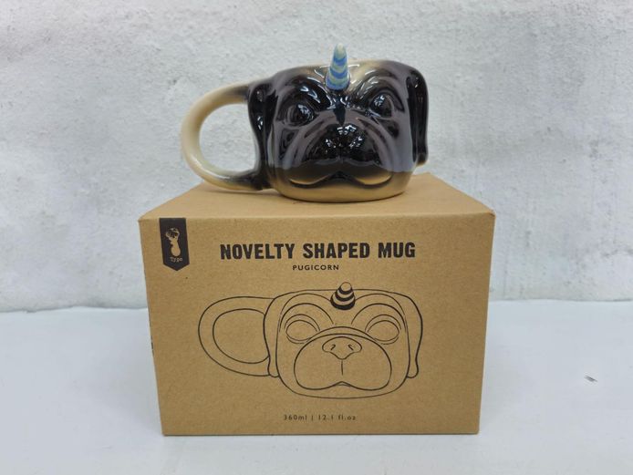 Typo Novelty "Pugicorn" Shaped Ceramic Mug in Original Box