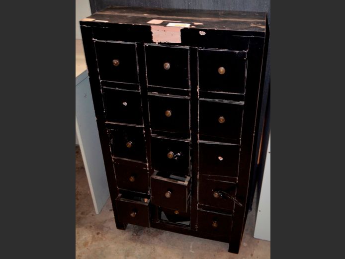 DARK FOIL 15-DRAWER TALLBOY, 62 x 26 x 105cm [Damaged]