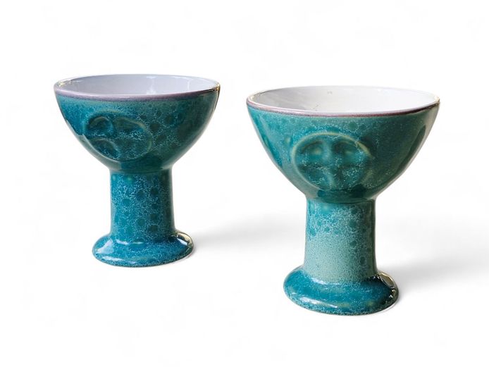 Pair of Ceramic Glazed Challices