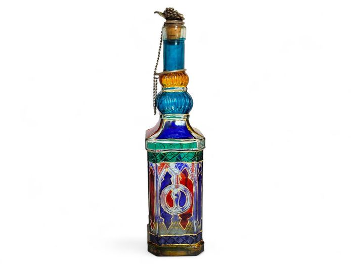 Vintage Decorative Hand Painted Glass Bottle