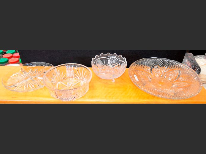 CUT GLASS: FOOTED BONBON DISH, BOWL, SNACK DISH, etc