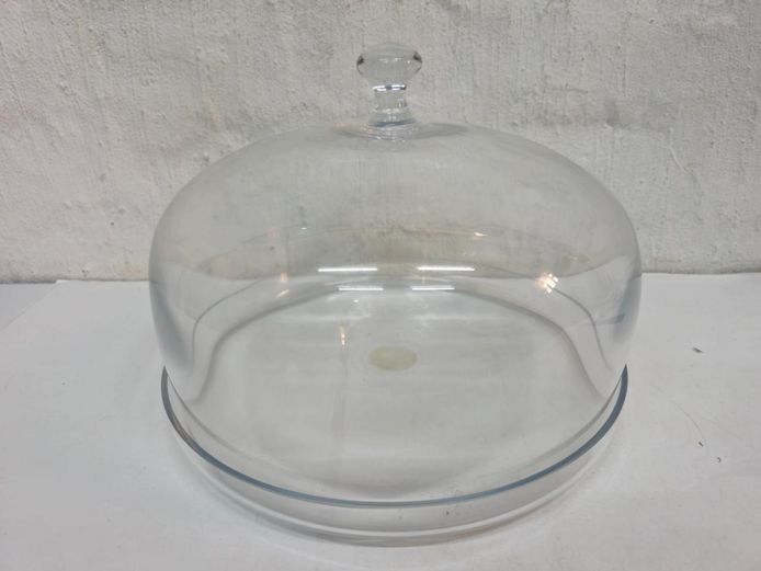 Large Glass Cake Dome Lid and Stand Set